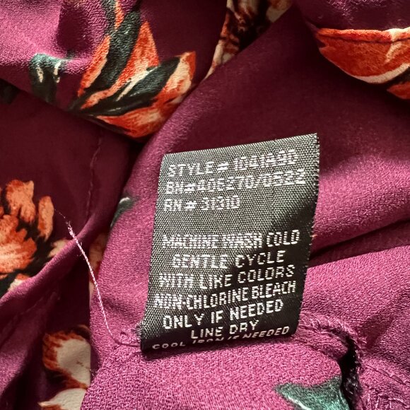 B-Wear Women's Dark Purple/Burgundy Floral 3/4 Sleeve Top, Size M - NEW - Picture 10 of 10